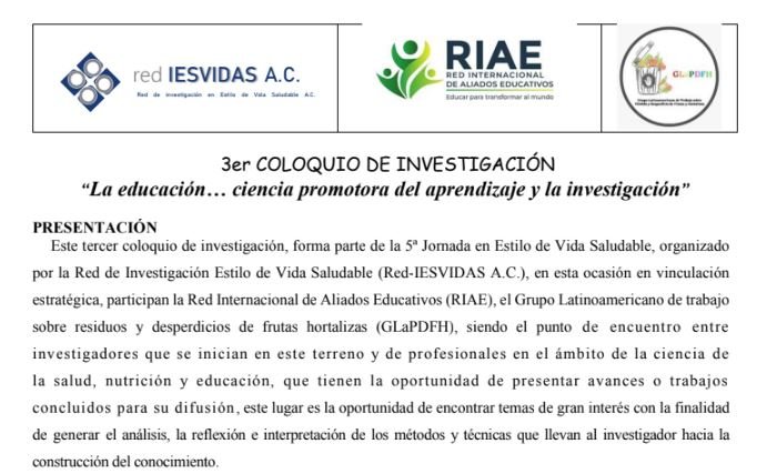 Convocatoria 3er Coloquio de Investigación